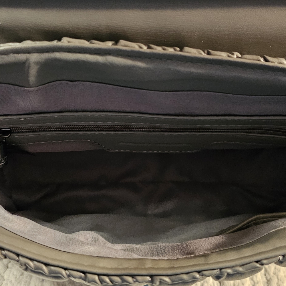 Badgley Mischka Quilted Vegan Leather Shoulder Bag - Gray - Picture 10 of 15